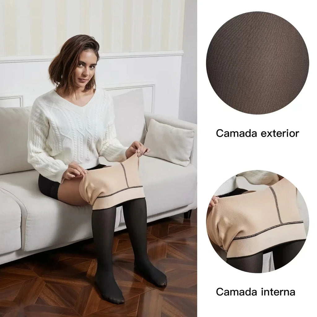 Medias térmicas de lana con interior afelpado translúcidas - Zayle™